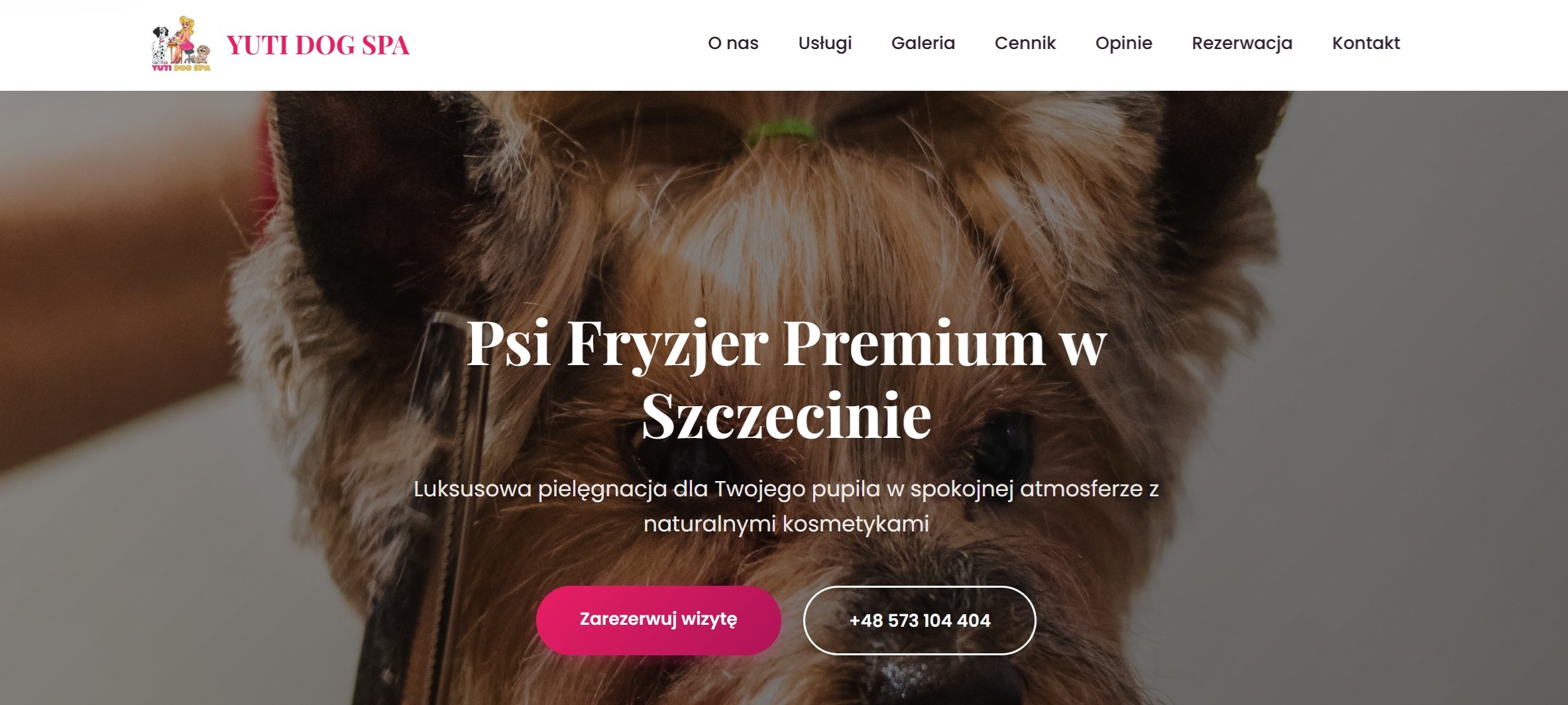 Strona internetowa Yuti Dog Spa